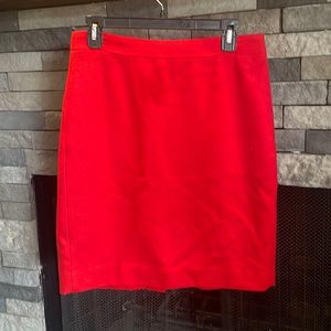 Red wool J. Crew pencil skirt